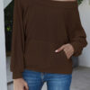 Fashion Casual Solid Split Joint Bateau Neck Tops