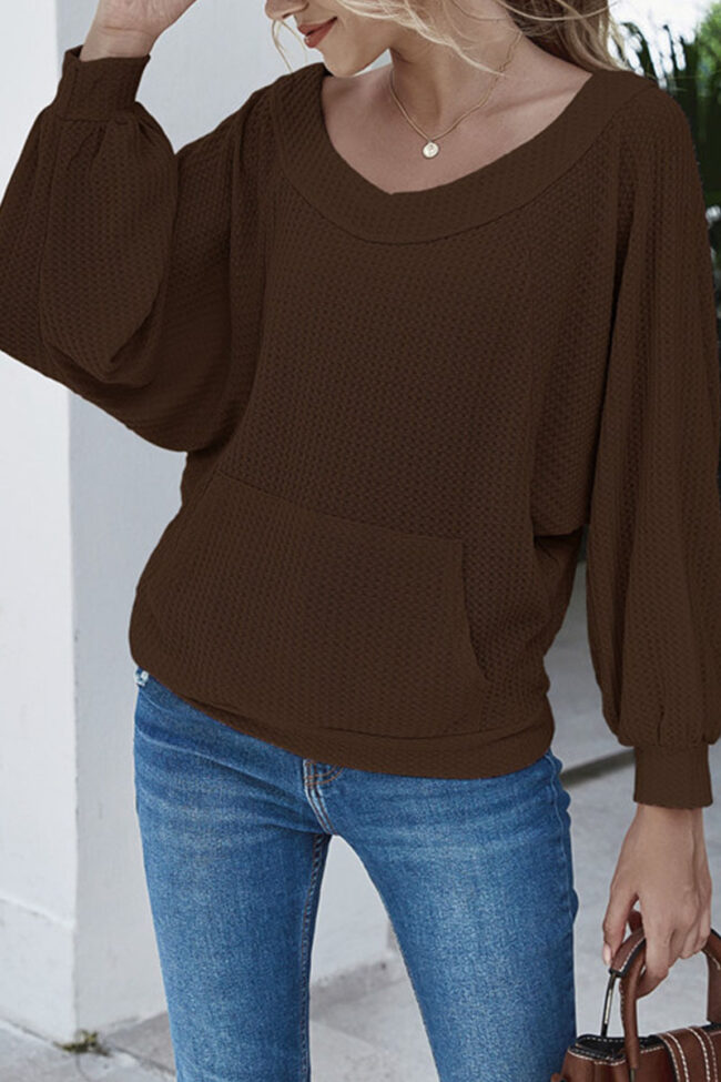 Fashion Casual Solid Split Joint Bateau Neck Tops