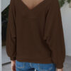 Fashion Casual Solid Split Joint Bateau Neck Tops