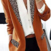 Fashion Casual Leopard Split Joint Turn-back Collar Outerwear