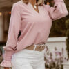 Fashion Daily Adult Solid Pullovers V Neck Tops