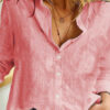 Fashion Casual Solid Split Joint Turndown Collar Tops