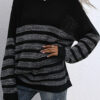 Fashion Street Striped Split Joint O Neck Tops