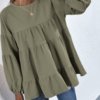 Fashion Casual Solid Split Joint O Neck Low Waist Tops