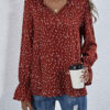 Fashion Casual Print Split Joint V Neck Tops