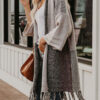 Fashion Street Striped Tassel V Neck Outerwear