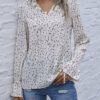 Fashion Casual Print Split Joint V Neck Tops