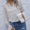 Fashion Casual Print Split Joint V Neck Tops