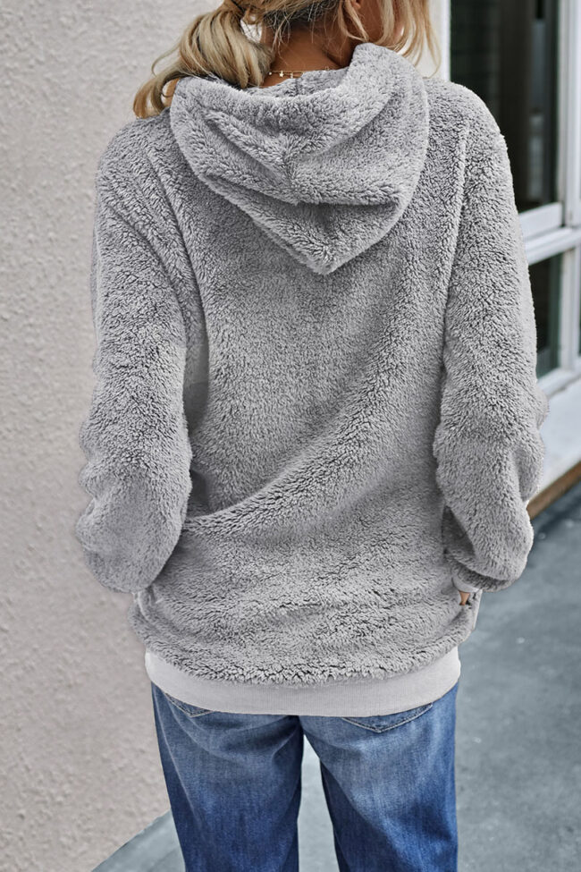 Fashion Street Solid Hooded Collar Tops