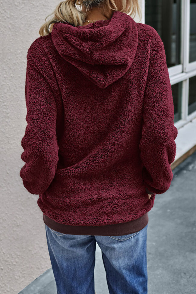 Fashion Street Solid Hooded Collar Tops