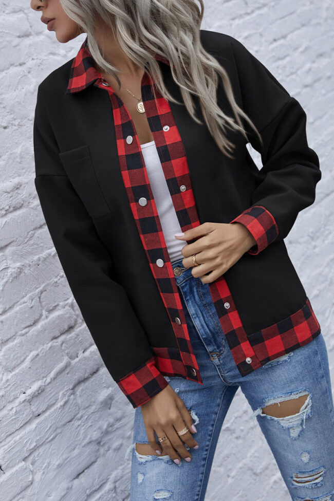 Fashion Casual Solid Split Joint Turndown Collar Outerwear