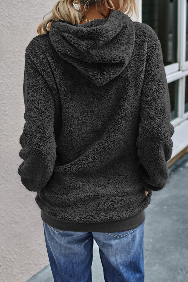 Fashion Street Solid Hooded Collar Tops