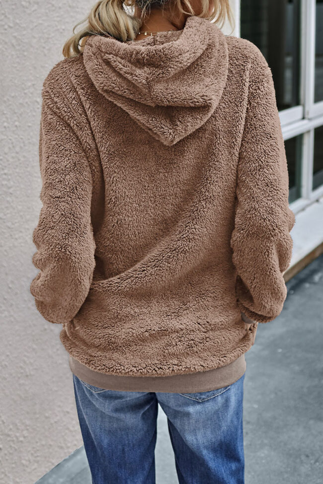 Fashion Street Solid Hooded Collar Tops