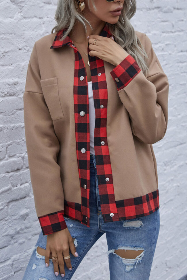 Fashion Casual Solid Split Joint Turndown Collar Outerwear