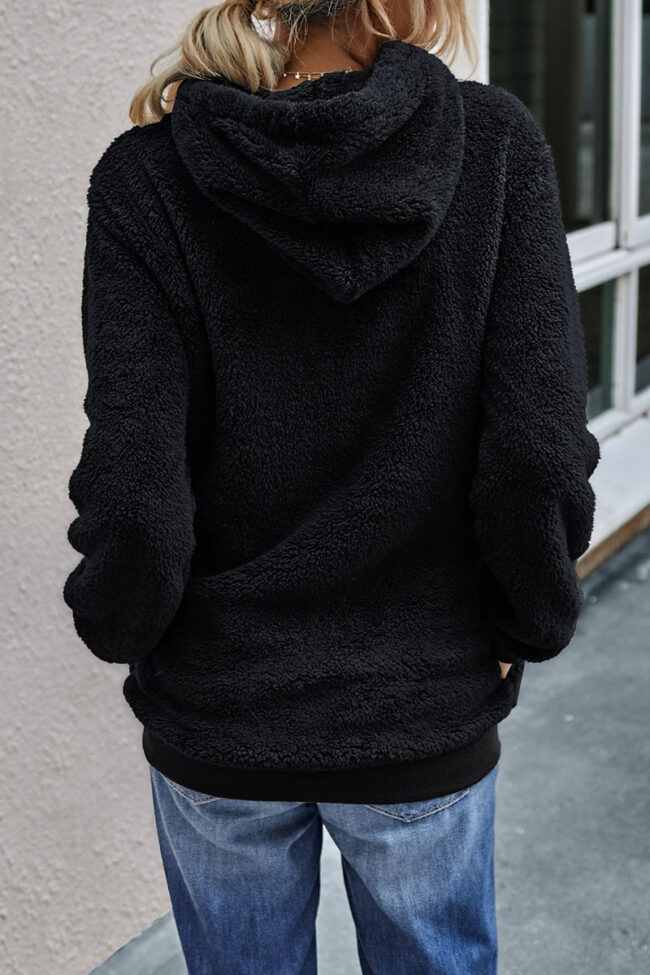 Fashion Street Solid Hooded Collar Tops