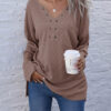 Fashion Casual Solid V Neck Tops