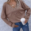 Fashion Casual Solid V Neck Tops