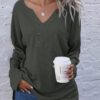 Fashion Casual Solid V Neck Tops