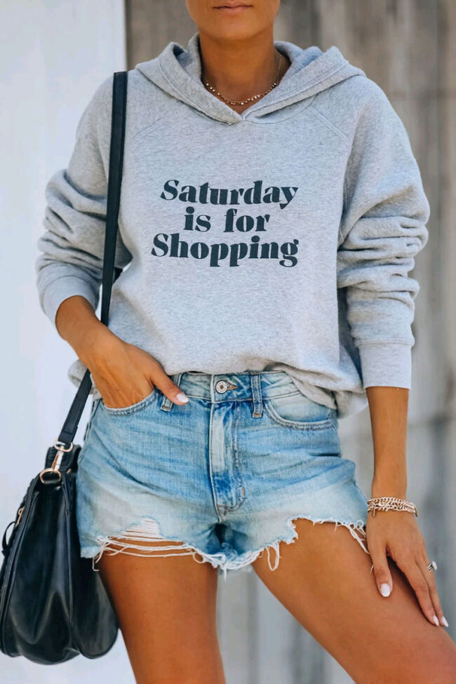 Fashion Casual Print Letter Hooded Collar Tops