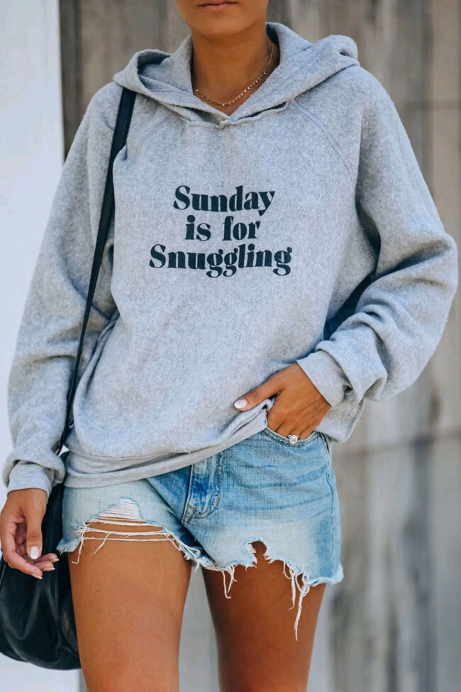 Fashion Casual Print Letter Hooded Collar Tops