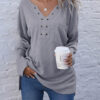 Fashion Casual Solid V Neck Tops