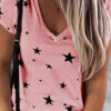 Fashion Casual Print V Neck Tops