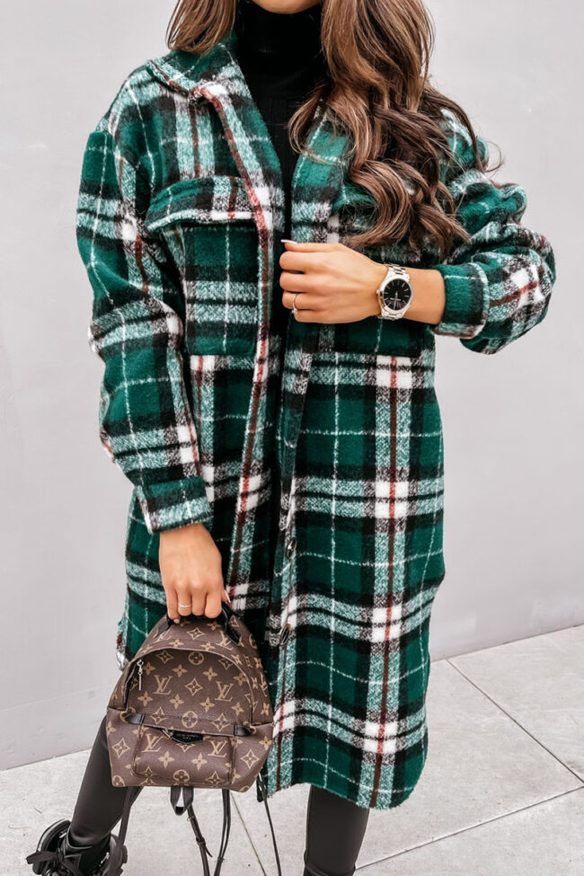 Fashion Street Plaid Split Joint Turndown Collar Outerwear