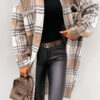 Fashion Street Plaid Split Joint Turndown Collar Outerwear