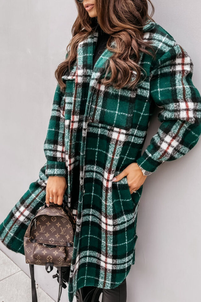 Fashion Street Plaid Split Joint Turndown Collar Outerwear