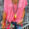 Fashion Casual Solid V Neck Tops