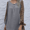 Fashion Casual Leopard Split Joint V Neck Tops