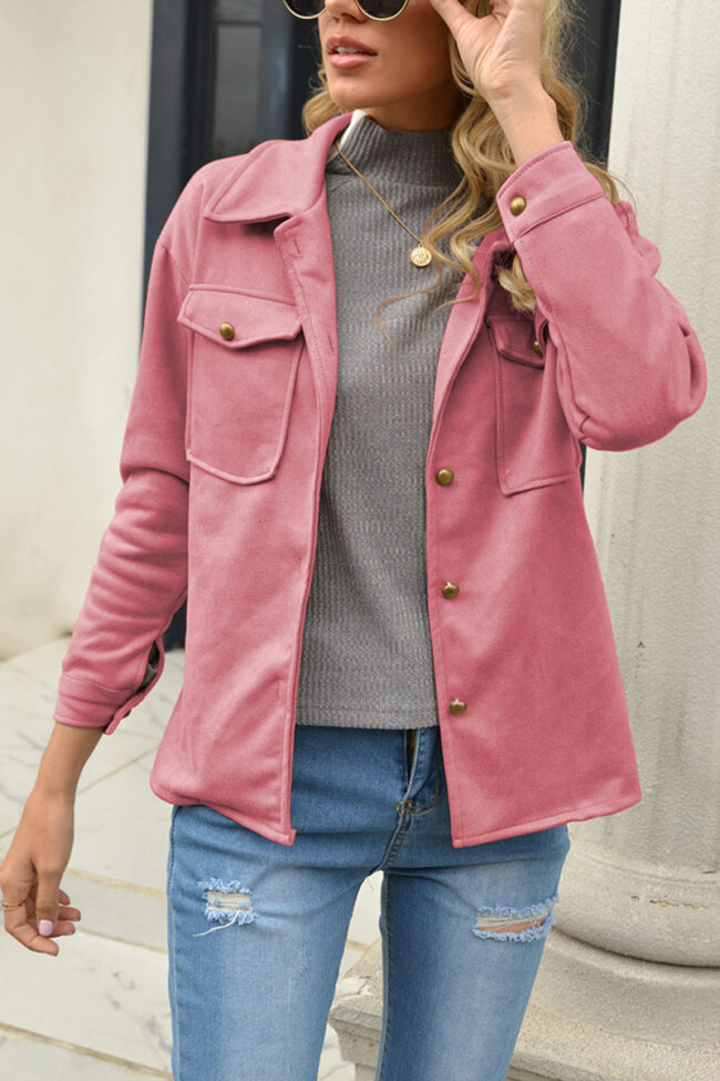 Fashion Street Solid Turndown Collar Outerwear