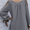 Fashion Casual Leopard Split Joint V Neck Tops