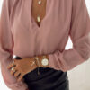 Fashion British Style Solid V Neck Tops