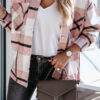 Fashion Street Plaid Split Joint Turndown Collar Tops