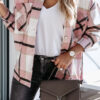 Fashion Street Plaid Split Joint Turndown Collar Tops