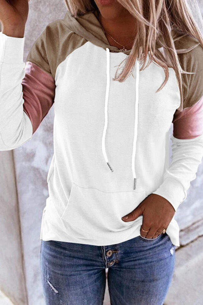 Fashion Casual Solid Split Joint Hooded Collar Tops