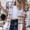 Fashion Street Plaid Split Joint Turndown Collar Tops