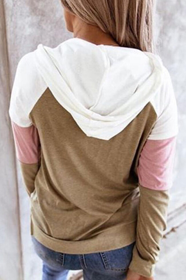 Fashion Casual Solid Split Joint Hooded Collar Tops