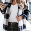 Fashion Street Plaid Split Joint Turndown Collar Tops