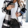 Fashion Street Plaid Split Joint Turndown Collar Tops