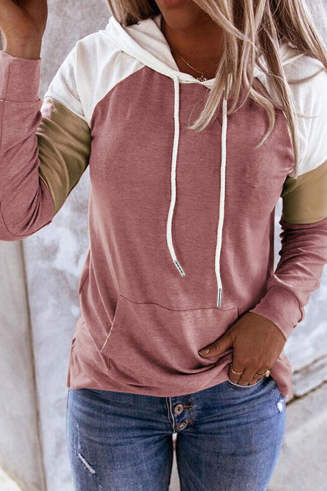 Fashion Casual Solid Split Joint Hooded Collar Tops