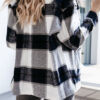 Fashion Street Plaid Split Joint Turndown Collar Tops