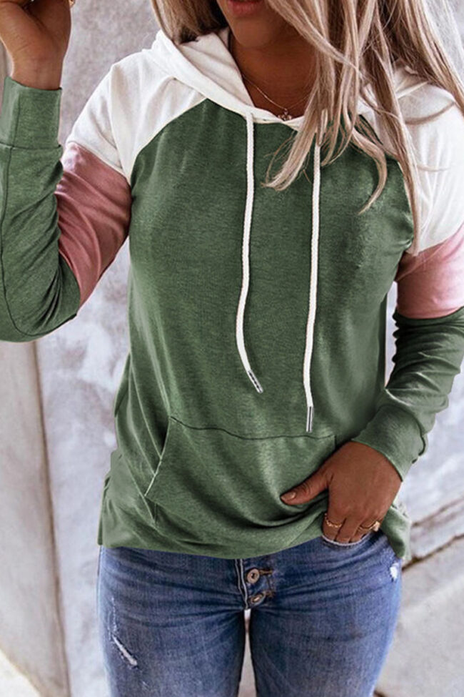 Fashion Casual Solid Split Joint Hooded Collar Tops