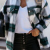 Fashion Street Plaid Split Joint Turndown Collar Tops