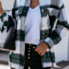 Fashion Street Plaid Split Joint Turndown Collar Tops