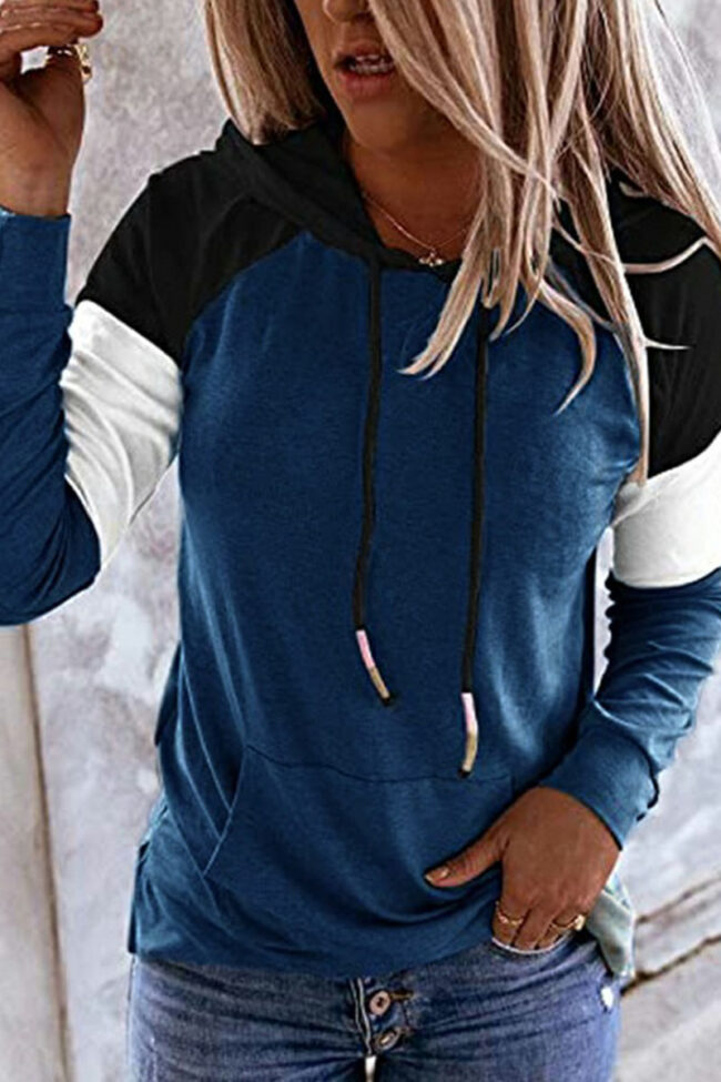 Fashion Casual Solid Split Joint Hooded Collar Tops