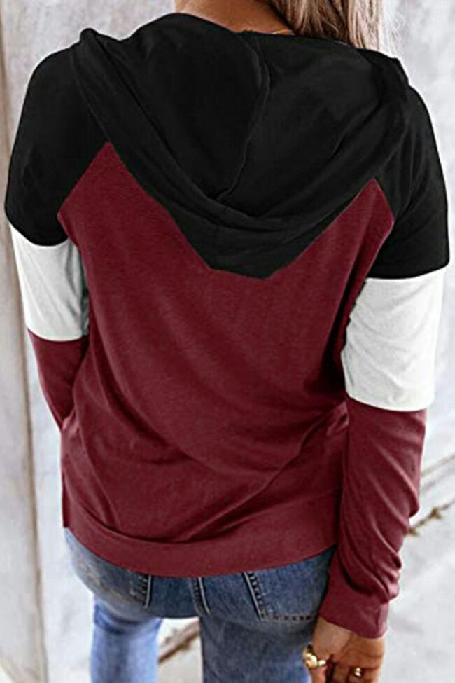 Fashion Casual Solid Split Joint Hooded Collar Tops