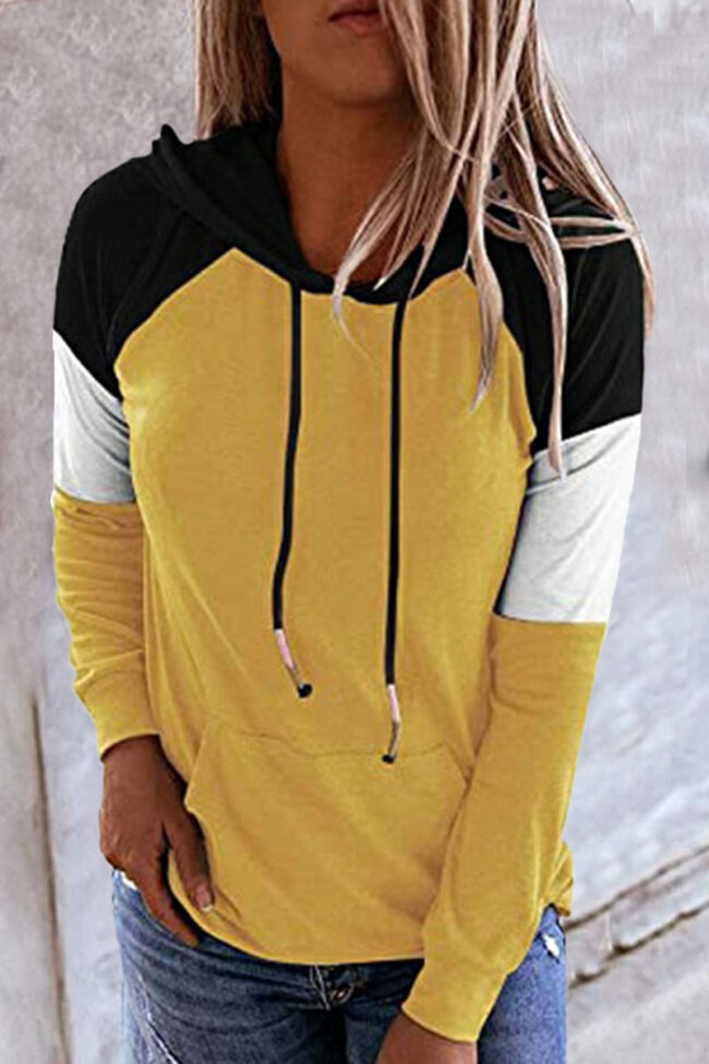 Fashion Casual Solid Split Joint Hooded Collar Tops