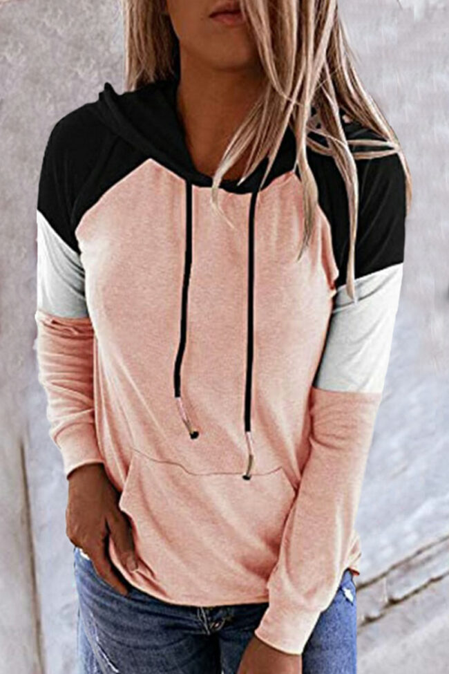 Fashion Casual Solid Split Joint Hooded Collar Tops